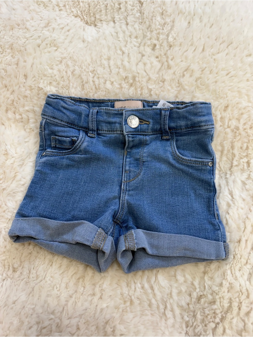 Kids Denim Roll-Cuff Shorts - Blue
